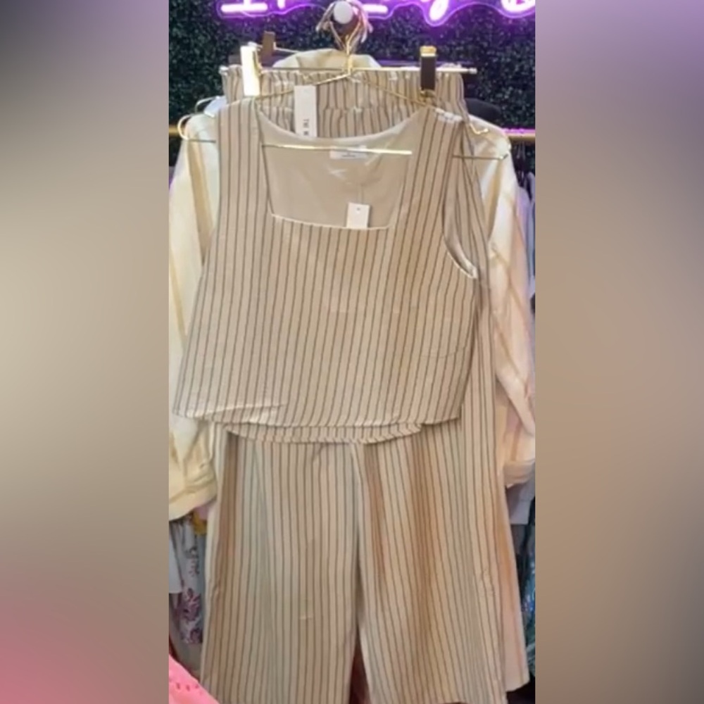 Workshop Republic Clothing Beige and Black Striped Pants
